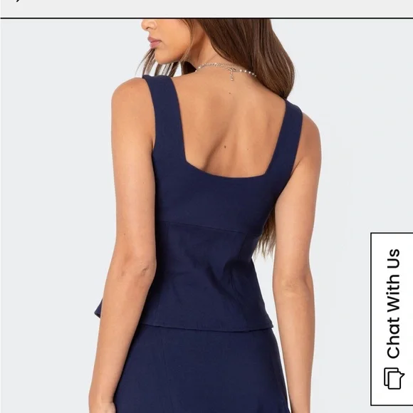 Edikted Navy Blue Lace-Up Tank Top - Picture 4 of 6